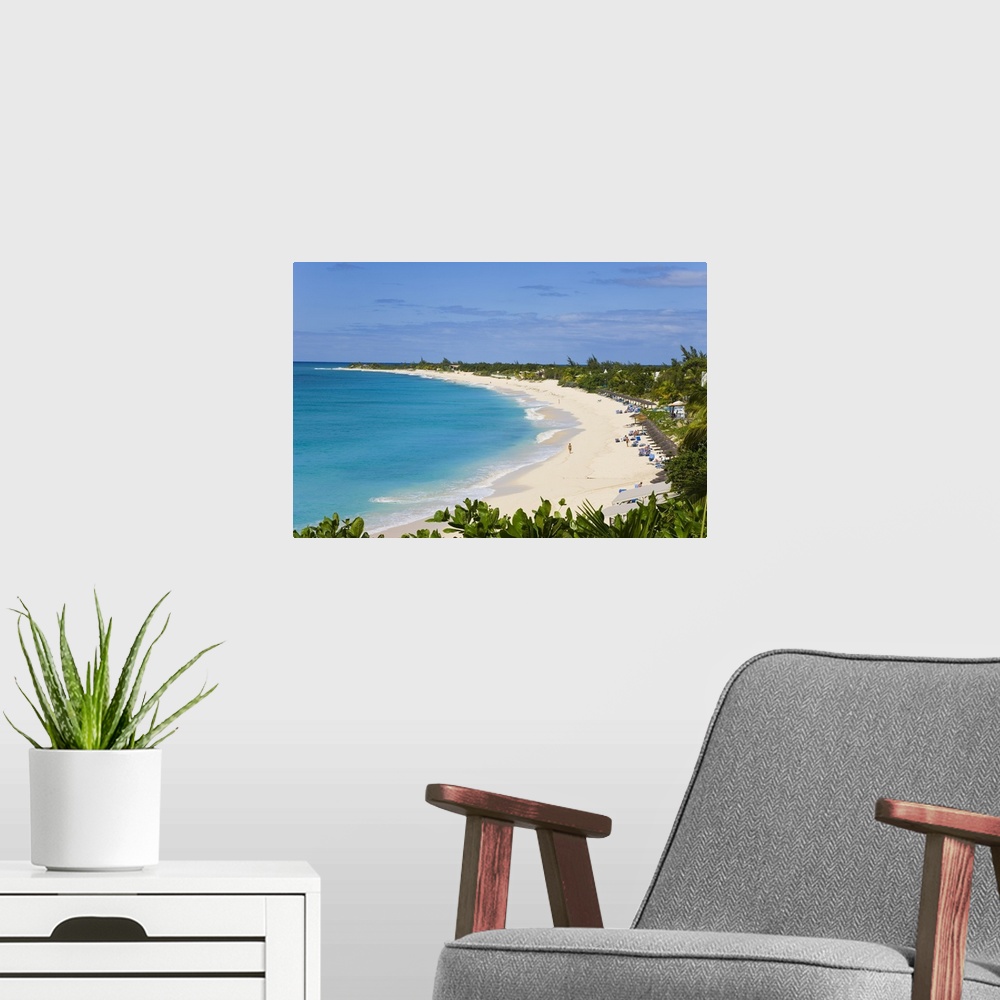 A modern room featuring Elevated view of Baie Longue beach, St. Martin, Leeward Islands, Caribbean