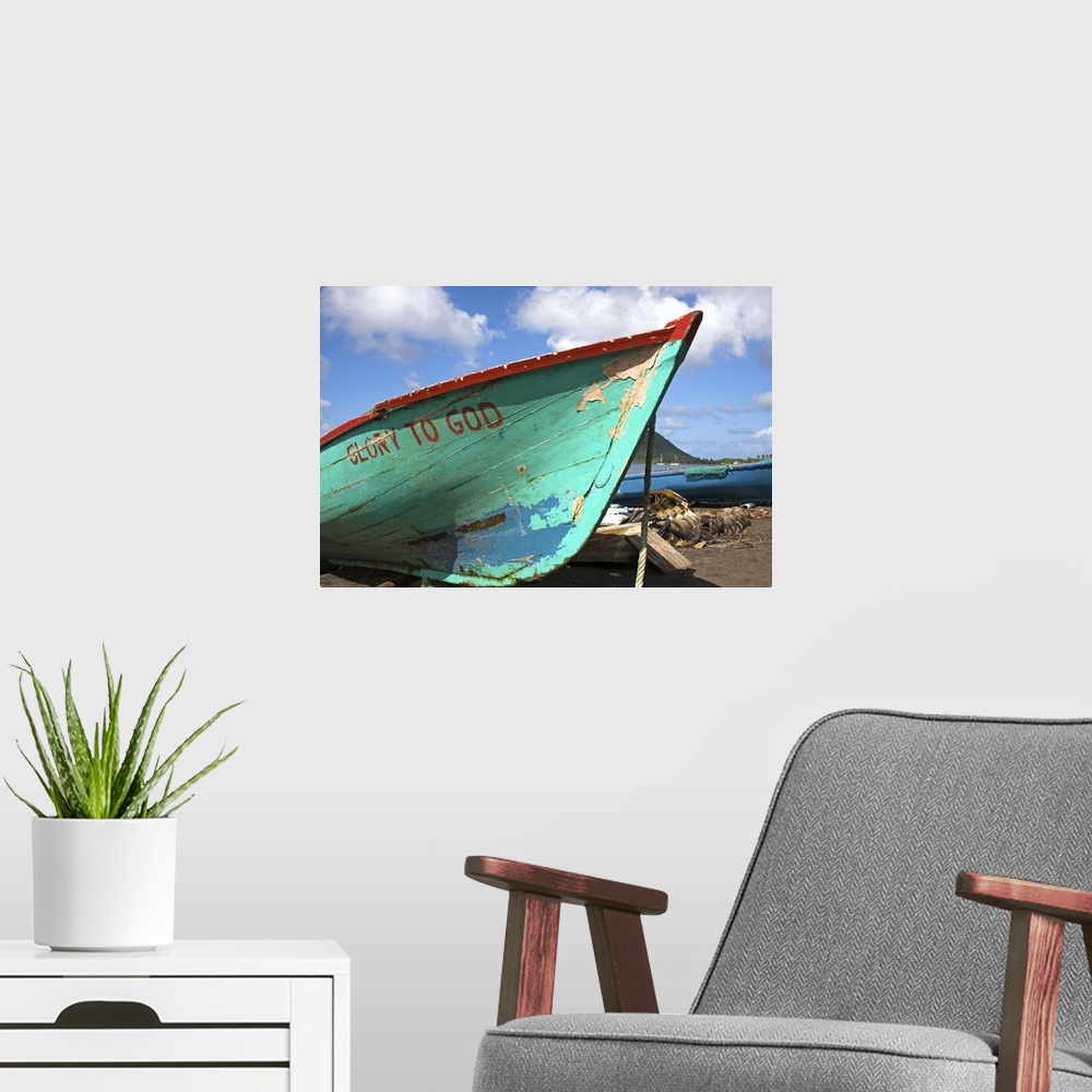 A modern room featuring Fishing boat, Prince Rupert Bay, Portsmouth, Dominica, Windward Islands, Caribbean
