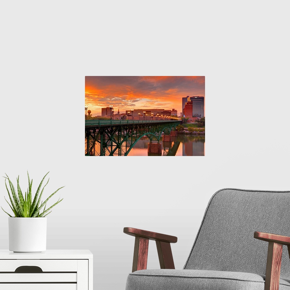 A modern room featuring Gay Street Bridge and Tennessee River, Knoxville, Tennessee, USA