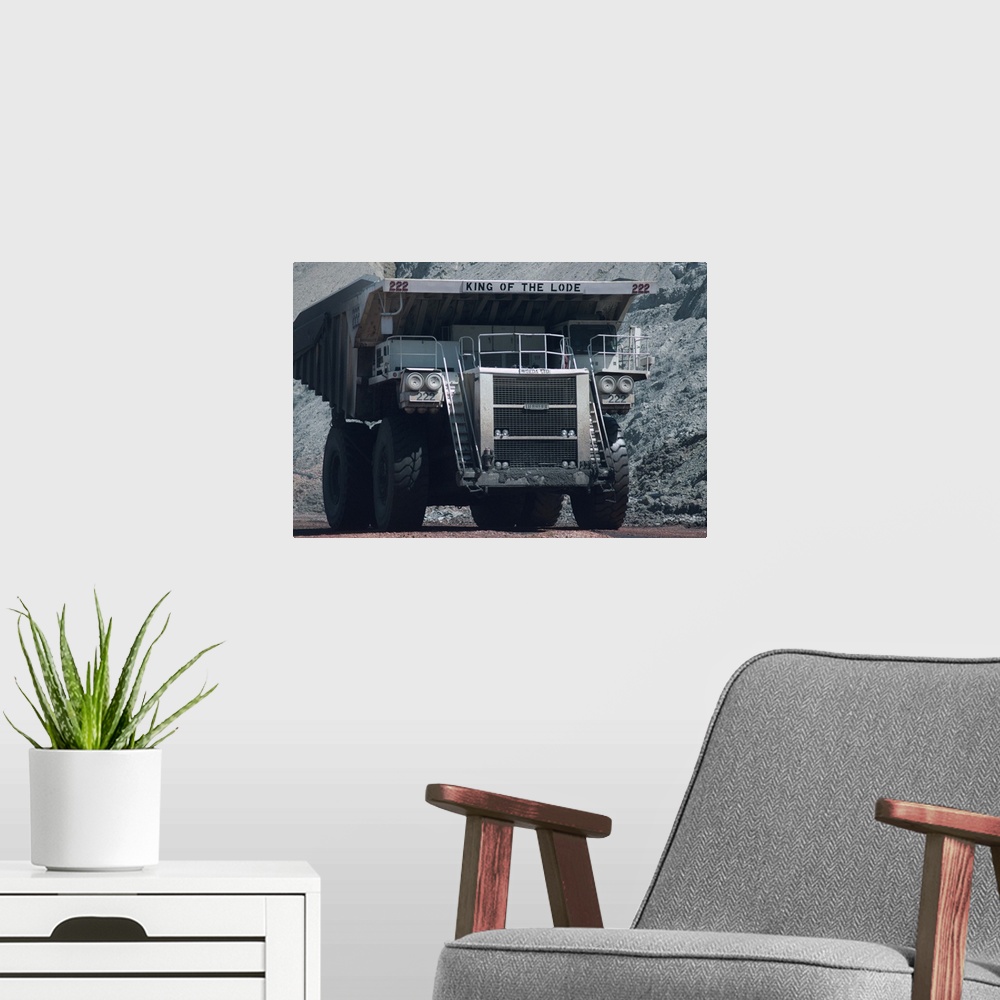 A modern room featuring Giant truck hauling coal in the Black Thunder Opencast Coal Mine, Wyoming, USA