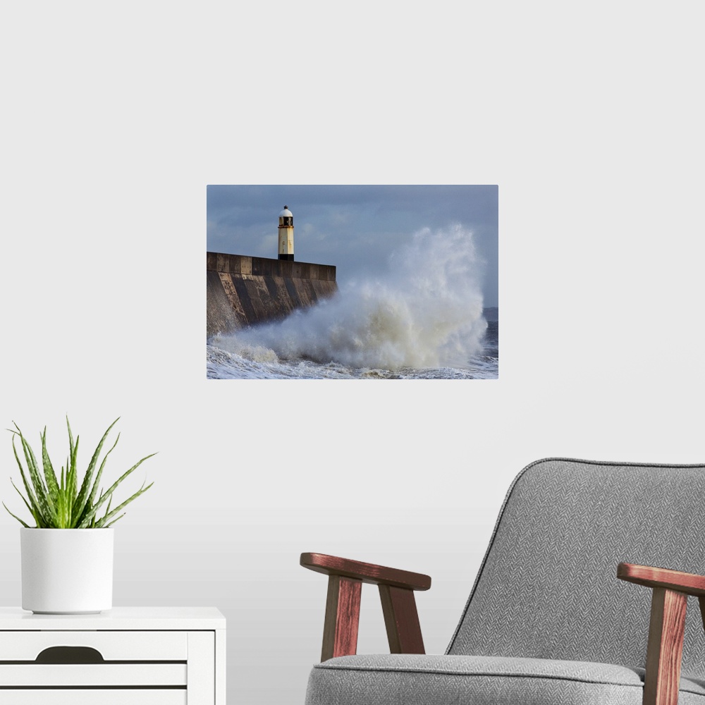 A modern room featuring Harbour light, Porthcawl, South Wales, Wales, UK
