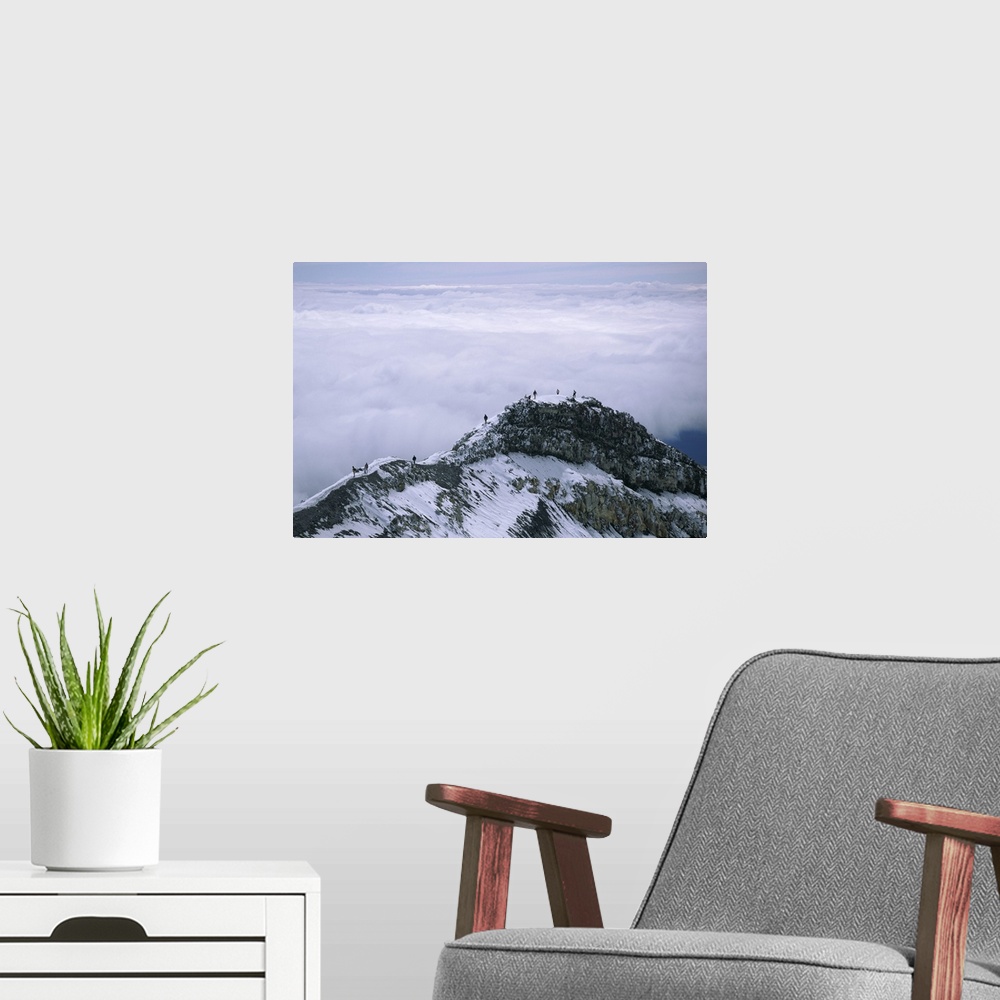 A modern room featuring Hikers on Dome Ridge, Tongariro National Park, North Island, New Zealand