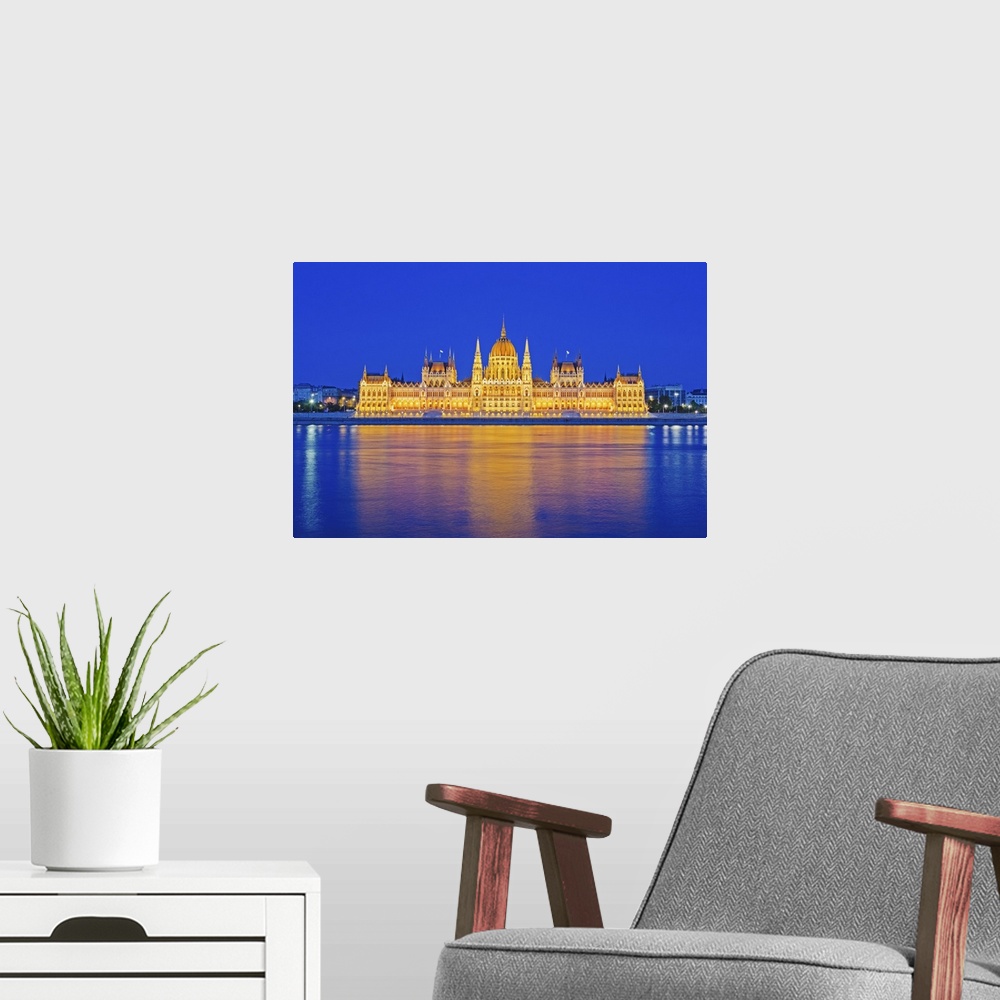 A modern room featuring Hungarian Parliament Building, Banks of the Danube, UNESCO World Heritage Site, Budapest, Hungary...