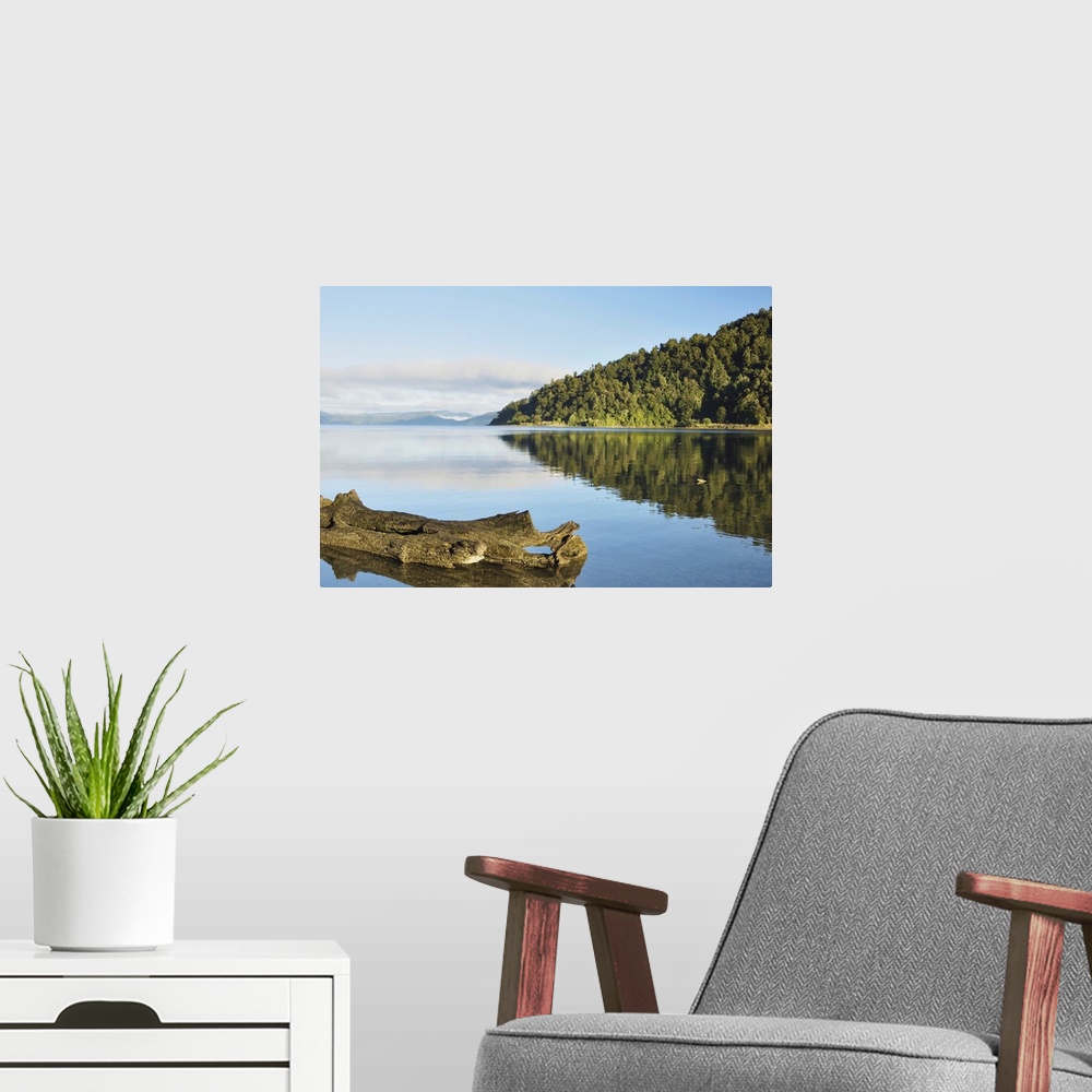 A modern room featuring Lake Waikaremoana, Te Urewera National Park, Bay of Plenty, North Island, New Zealand