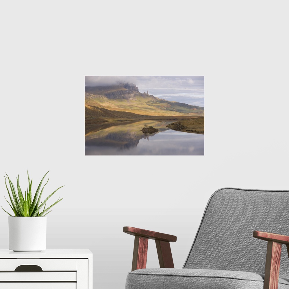 A modern room featuring Loch Leathan, The Old Man of Storr, Isle of Skye, Inner Hebrides, Scotland