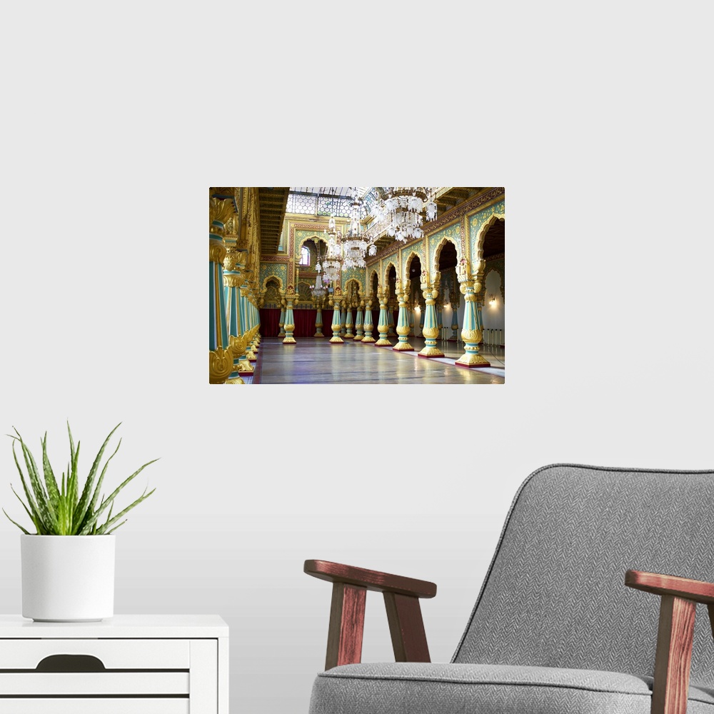 A modern room featuring Maharaja's Palace, Mysore, Karnataka, India, Asia