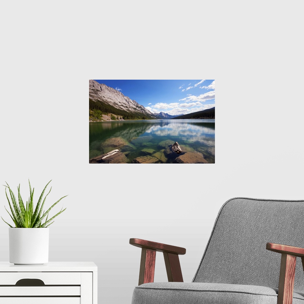A modern room featuring Medicine Lake, Jasper National Park, Rocky Mountains, Canada