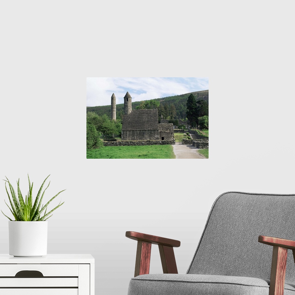A modern room featuring Monastic gateway, Glendalough, Wicklow Mountains, Eire (Republic of Ireland)