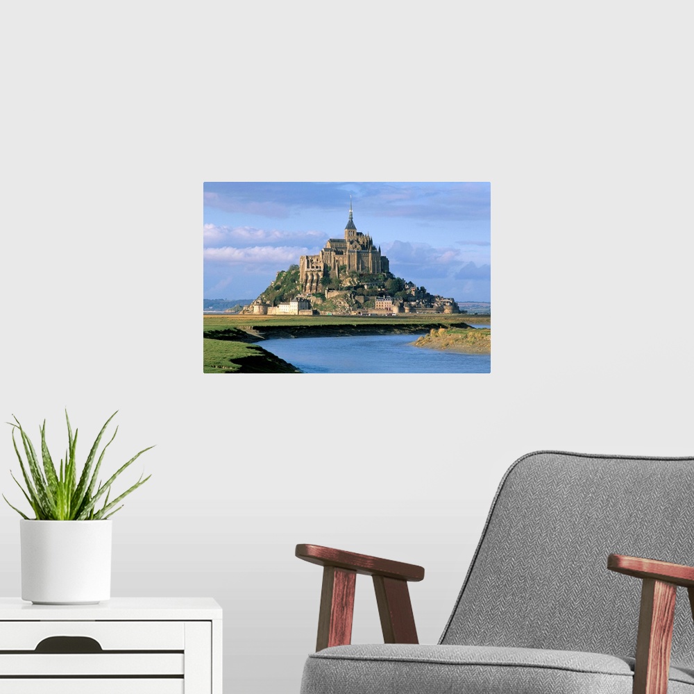 A modern room featuring Mont Saint Michel, UNESCO World Heritage Site, Manche, Normandy, France, Europe