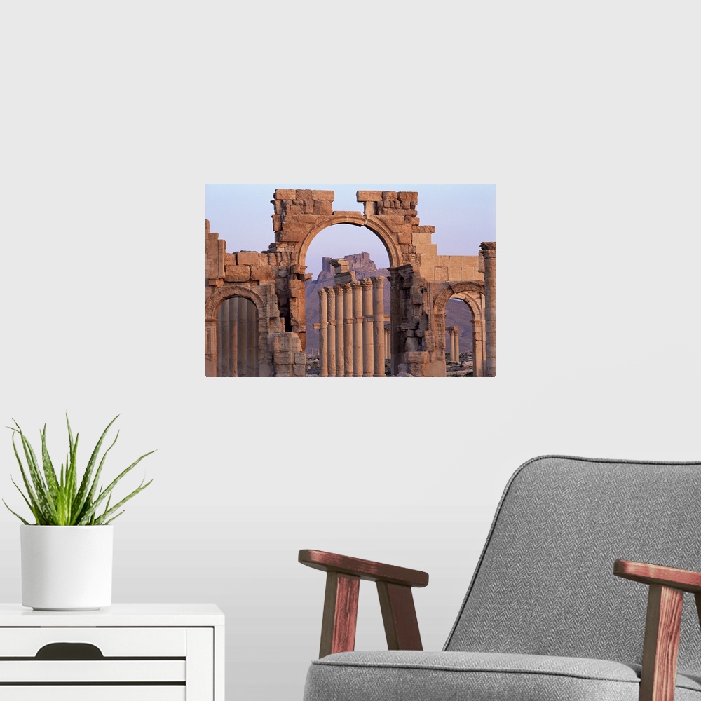 A modern room featuring Monumental arch, Palmyra, UNESCO World Heritage Site, Syria, Middle East