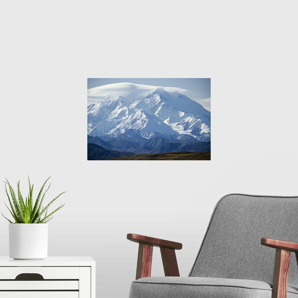 A modern room featuring Mount McKinley, Denali National Park, Alaska, USA