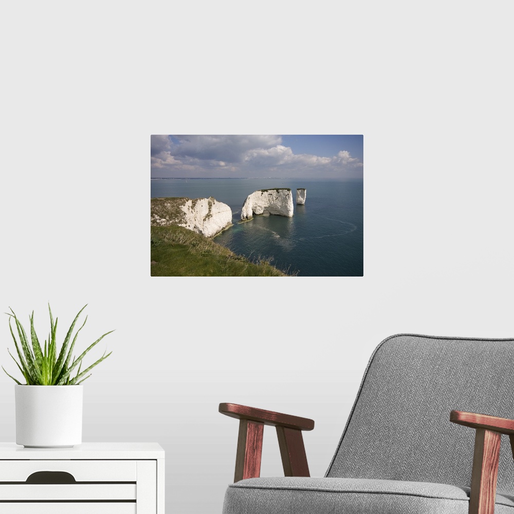 A modern room featuring Old Harry Rocks, The Foreland or Handfast Point, Studland, Dorset, England