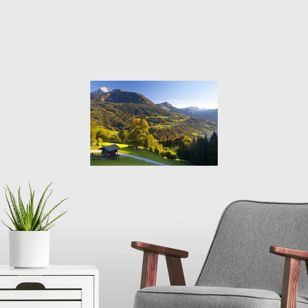 A modern room featuring Overview of Berchtesgaden, Bavaria, Germany, Europe