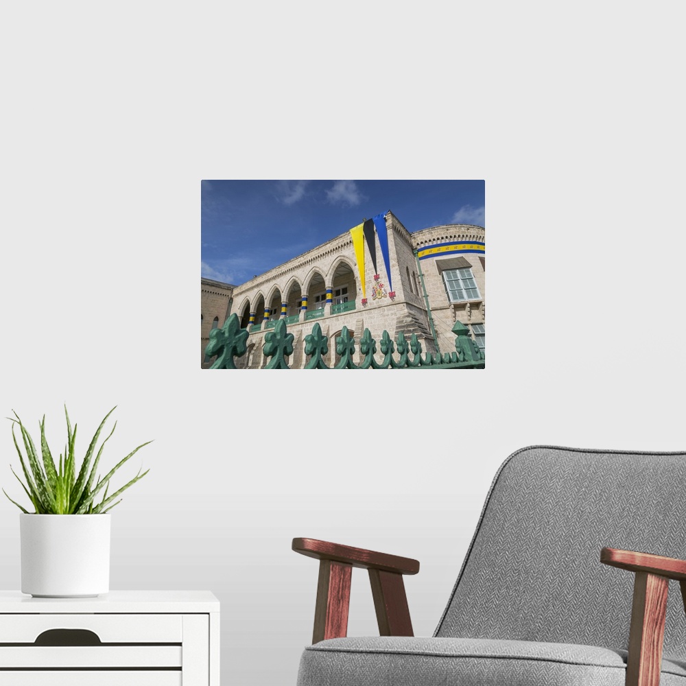 A modern room featuring Parliament Building in National Heroes Square, Bridgetown, St. Michael, Barbados, West Indies, Ca...