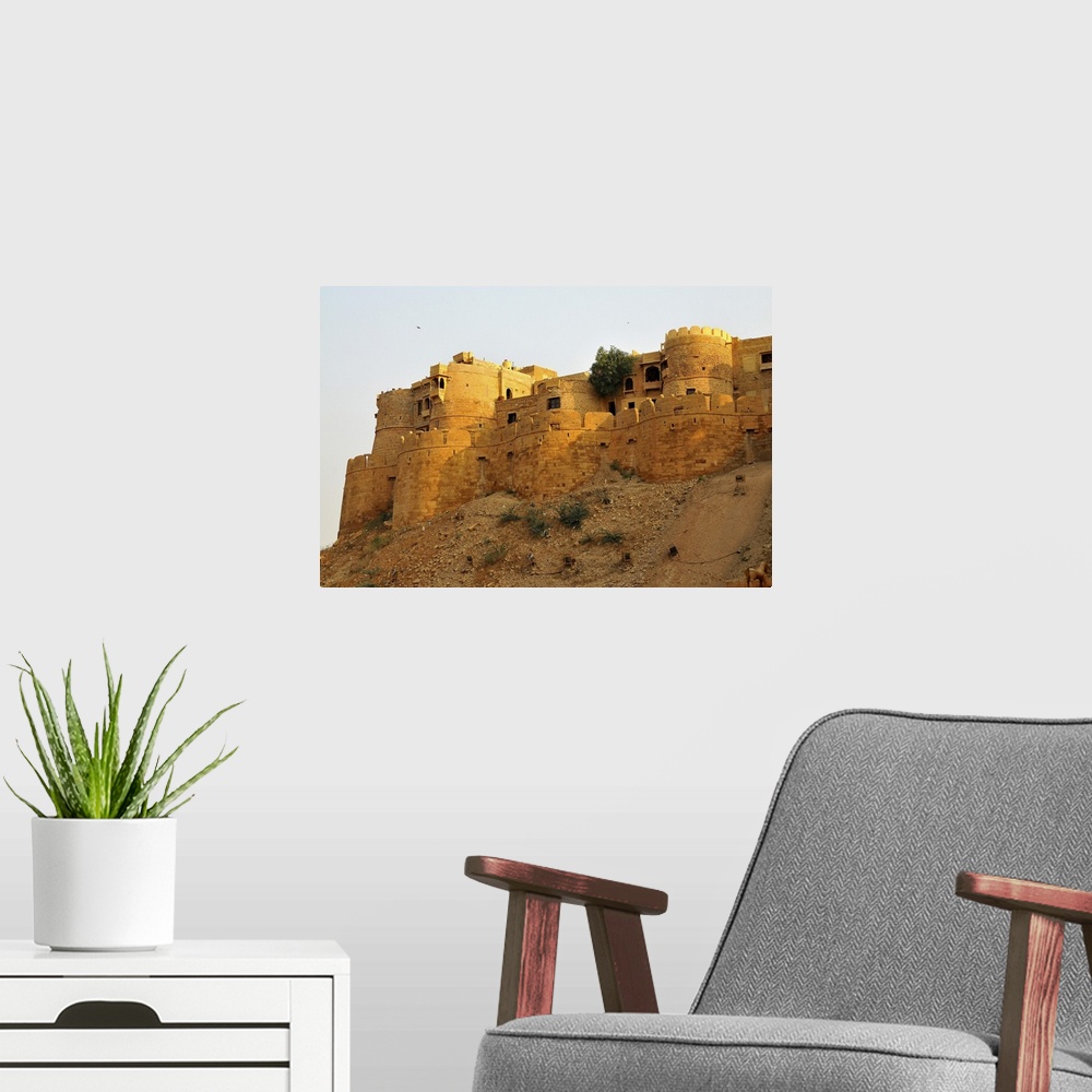 A modern room featuring Remparts, towers and fortifications of Jaisalmer, Rajasthan, India, Asia.