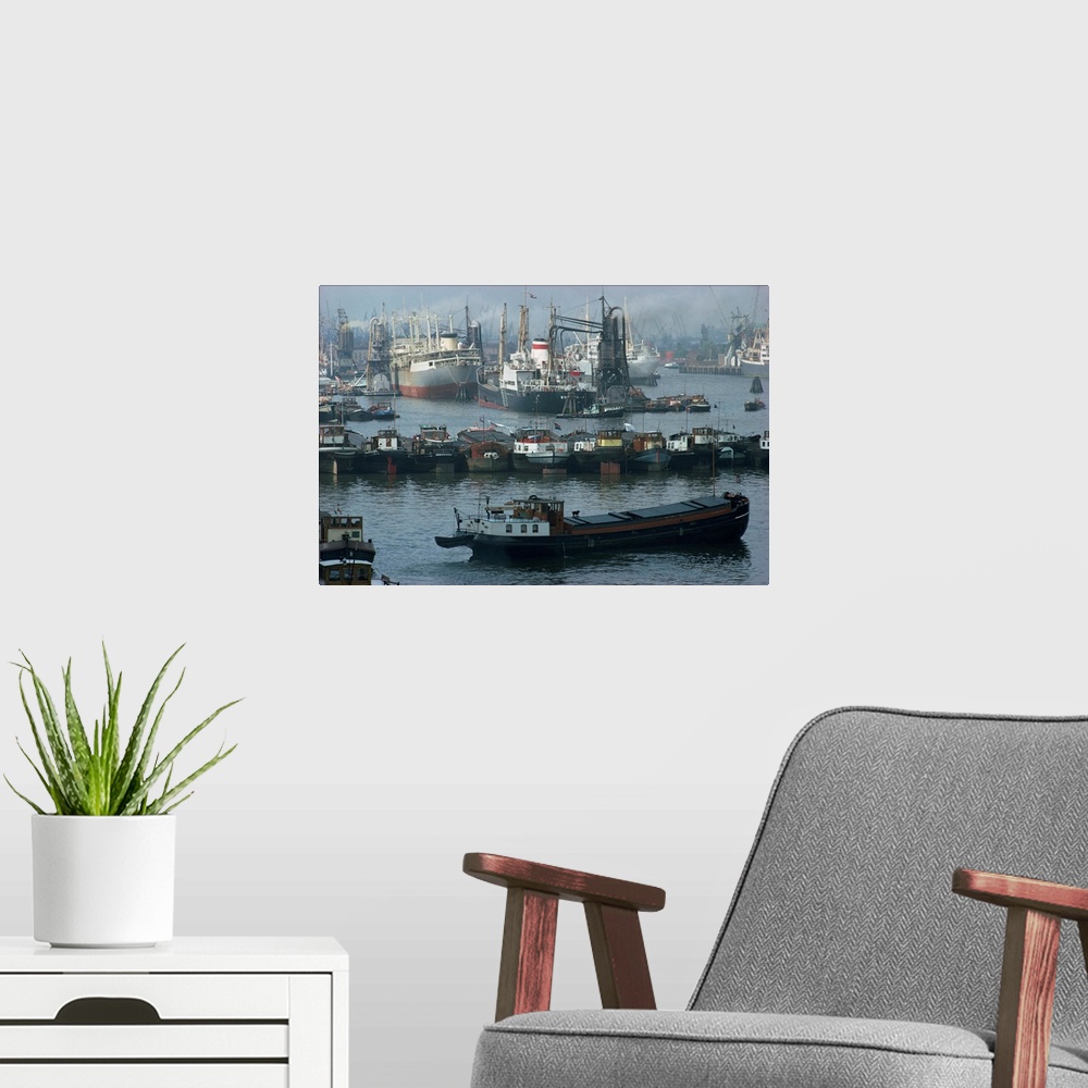 A modern room featuring Rotterdam port, Holland, Europe
