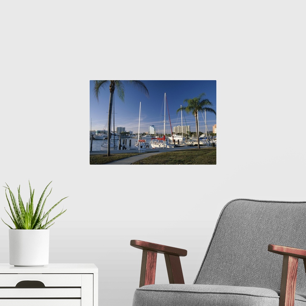 A modern room featuring Sarasota Marina from Island Park, Sarasota, Florida, USA