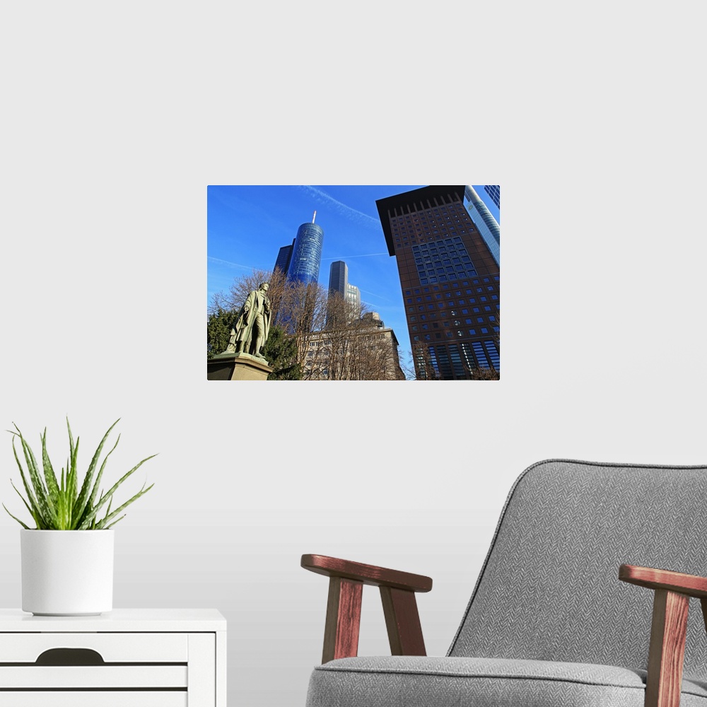 A modern room featuring Schiller Monument and Financial District, Frankfurt am Main, Hesse, Germany