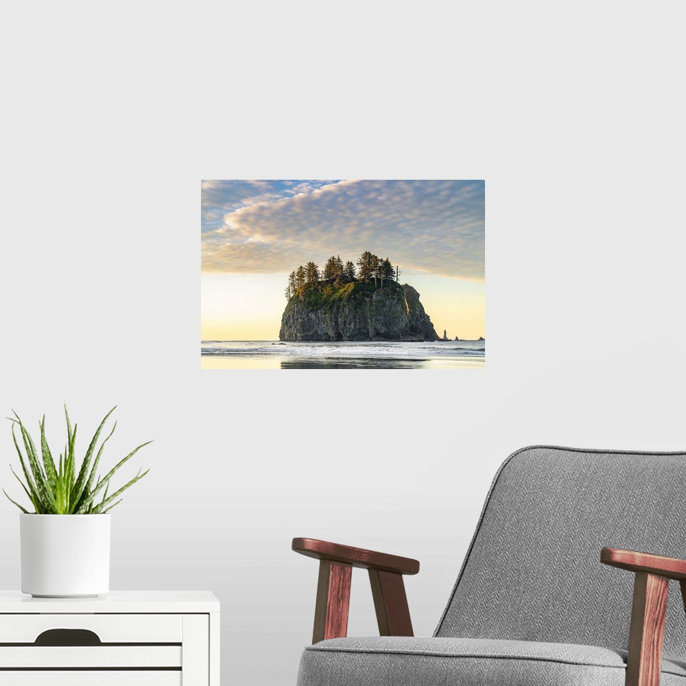 A modern room featuring Sea stack at dawn at Second Beach, La Push, Clallam county, Washington State, United States of Am...