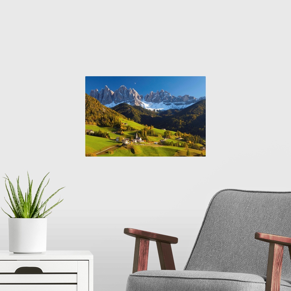 A modern room featuring St. Magdalena, Val di Funes, Trentino-Alto Adige, Dolomites, Italy