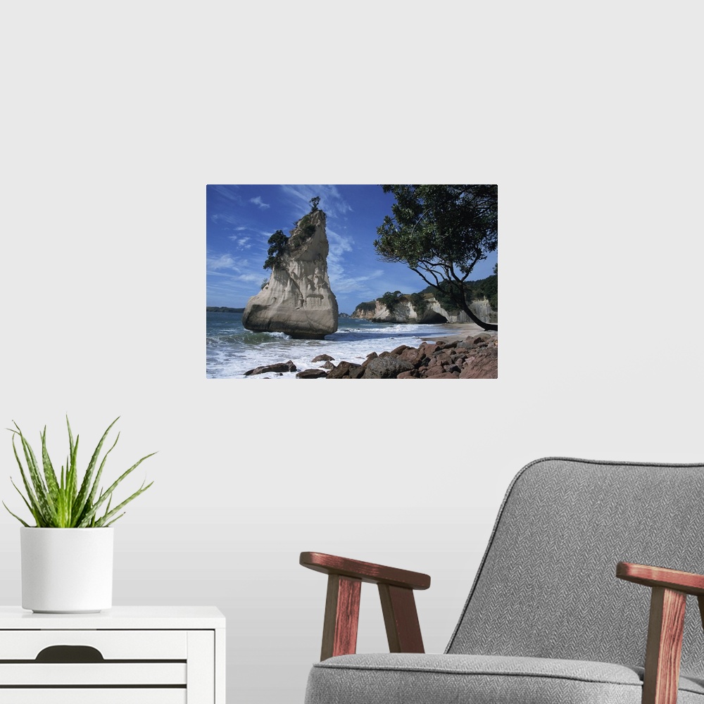 A modern room featuring Te Horo rock, Cathedral Cove, Coromandel Peninsula, New Zealand