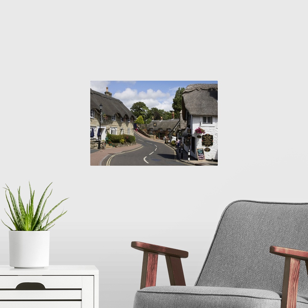 A modern room featuring Thatched houses, teashop and pub, Shanklin, Isle of Wight, England