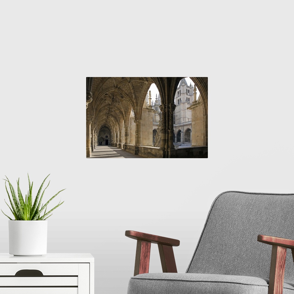 A modern room featuring The cloisters, Leon Cathedral, Leon, Castilla y Leon, Spain