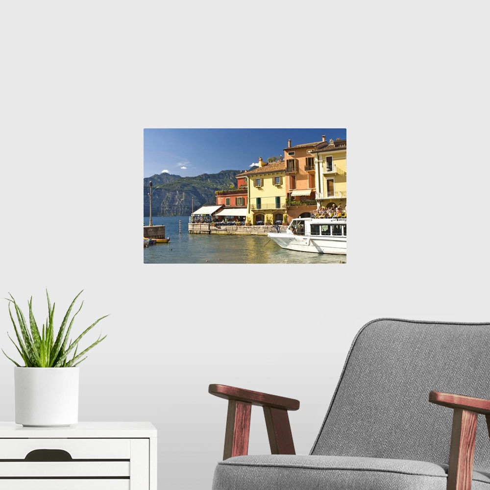 A modern room featuring The harbour at Malcesina, Lake Garda, Veneto, Italy