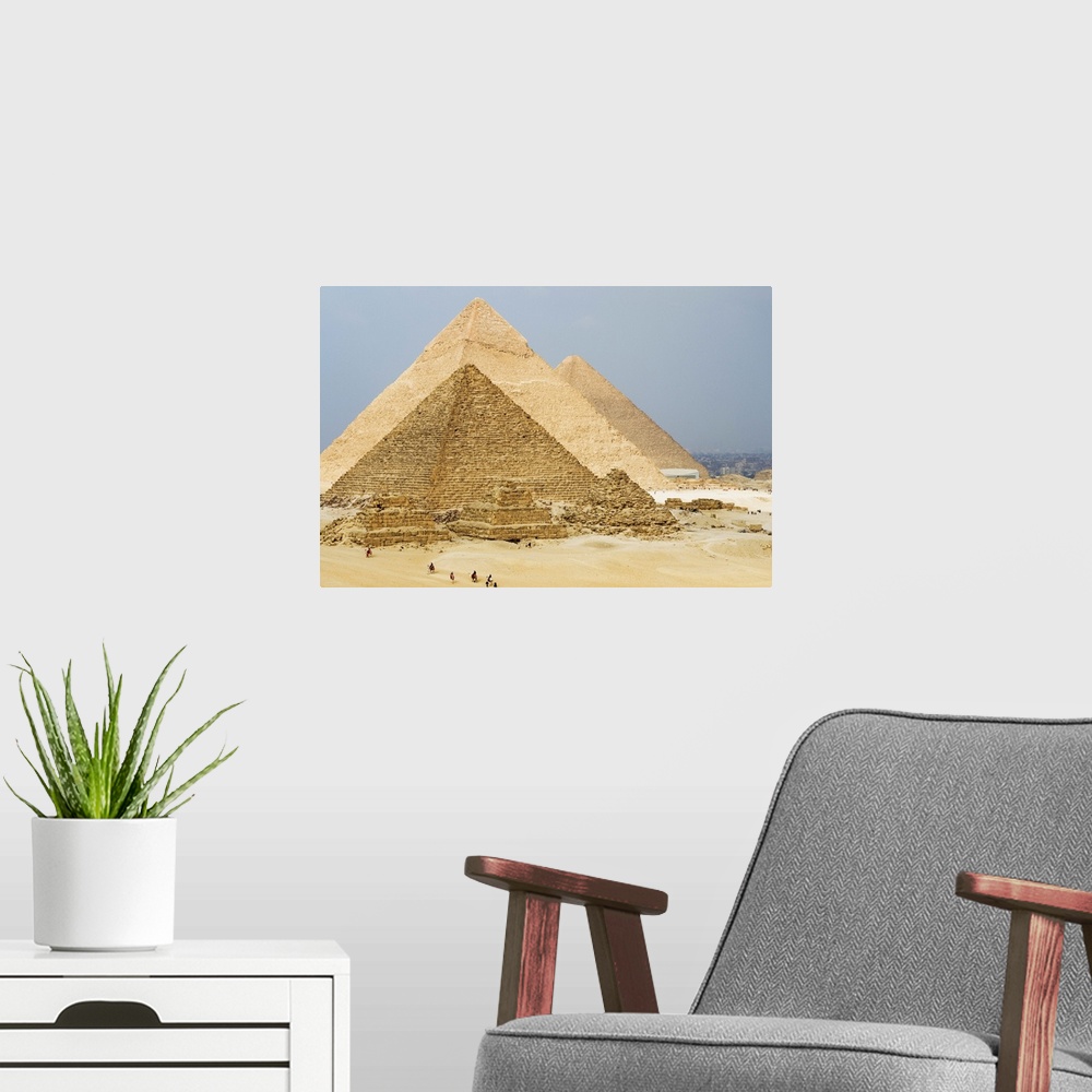 A modern room featuring The Pyramids of Giza, Giza, near Cairo, Egypt, North Africa, Africa
