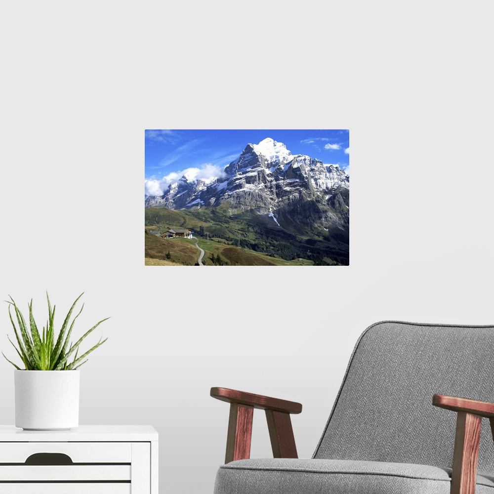 A modern room featuring The Wetterhorn, near Grindelwald, Bernese Oberland, Swiss Alps, Switzerland