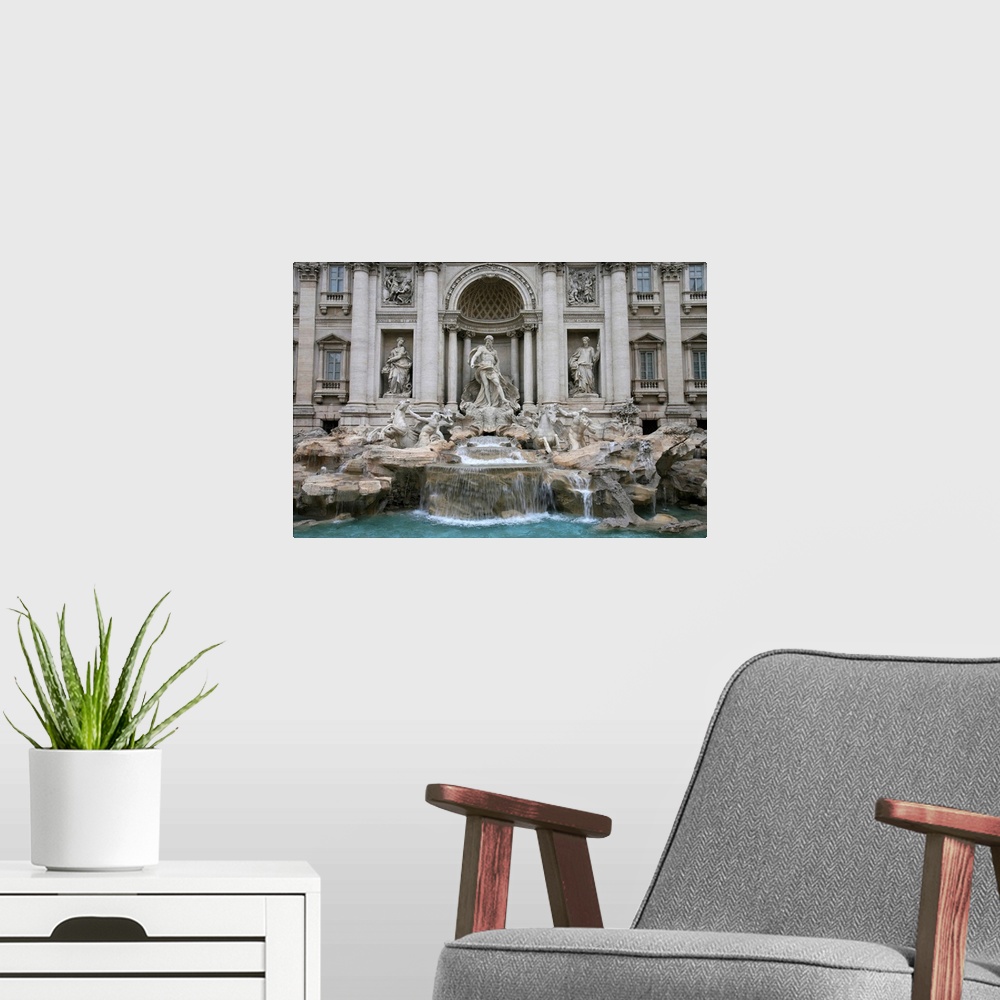 A modern room featuring Trevi fountain by Nicola Salvi dating from the 17th century, Rome, Lazio, Italy