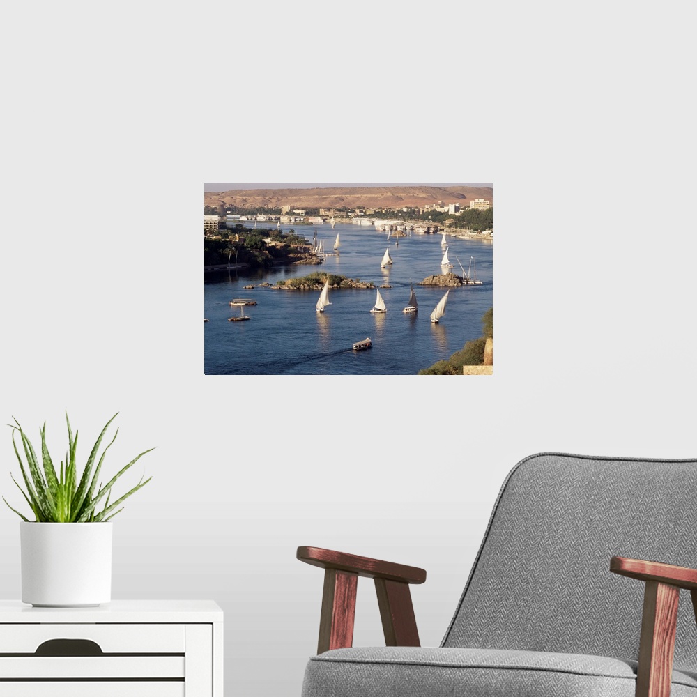 A modern room featuring View of the River Nile, Aswan, Egypt, North Africa, Africa