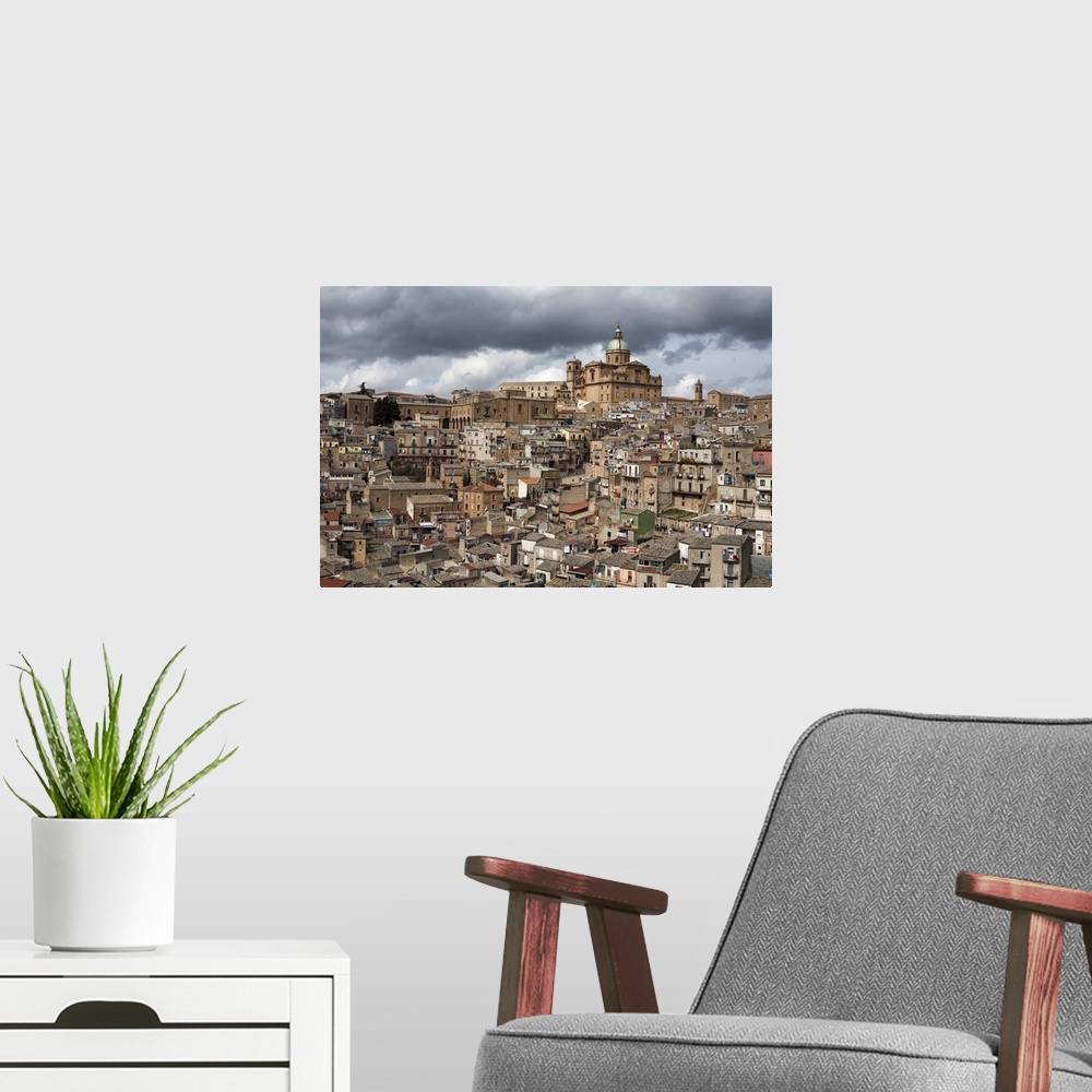 A modern room featuring View over the old town, Piazza Armerina, Sicily, Italy