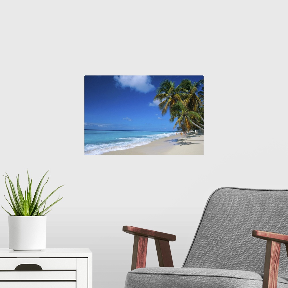 A modern room featuring Worthing Beach on south coast of southern parish of Christ Church, Barbados, Caribbean