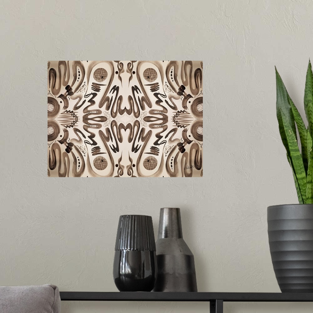 A modern room featuring Sepia Squiggle Pattern