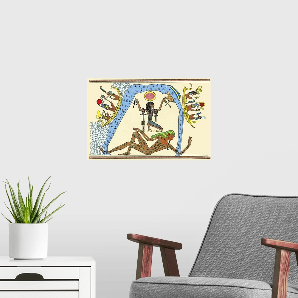 A modern room featuring Egyptian creation myth. 19th-century artwork of a story from the Egyptian creation myths from the...