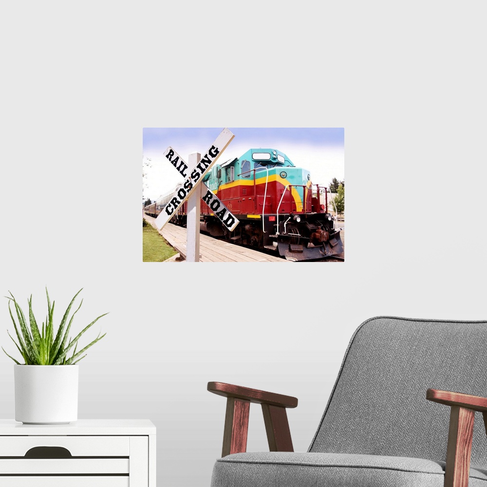 A modern room featuring Mount Hood Railroad. This is locomotive number 02 on the Mount Hood Railroad (MHRR), a heritage r...