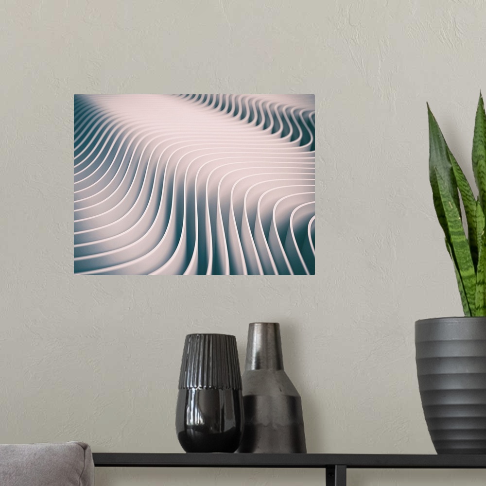 A modern room featuring White wavy lines, full frame illustration.