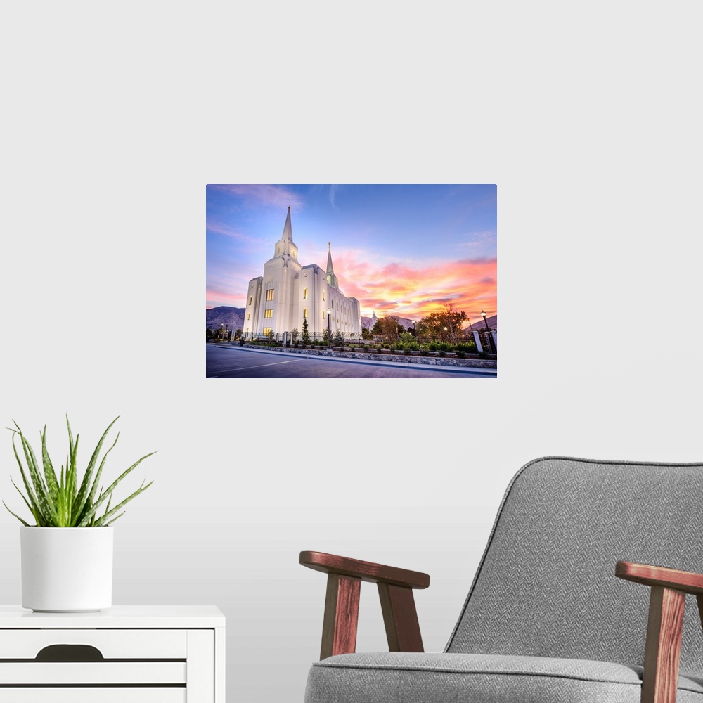 A modern room featuring Located in Brigham City, Utah, the Brigham City Temple was dedicated in 2012. The site was origin...