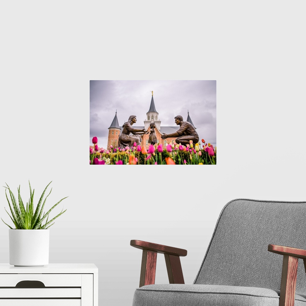 A modern room featuring The Provo City Center Temple is the 150th operating temple and the second in Provo, Utah. The Pro...