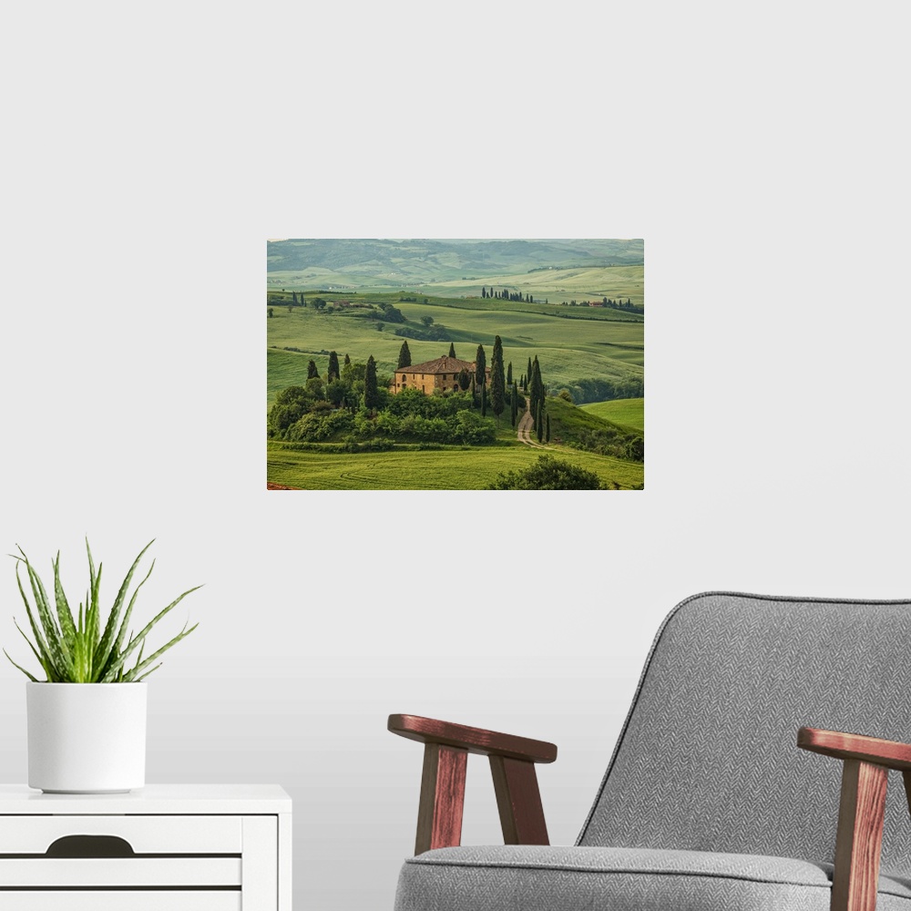 A modern room featuring Belvedere in the Tuscan countryside in Italy.