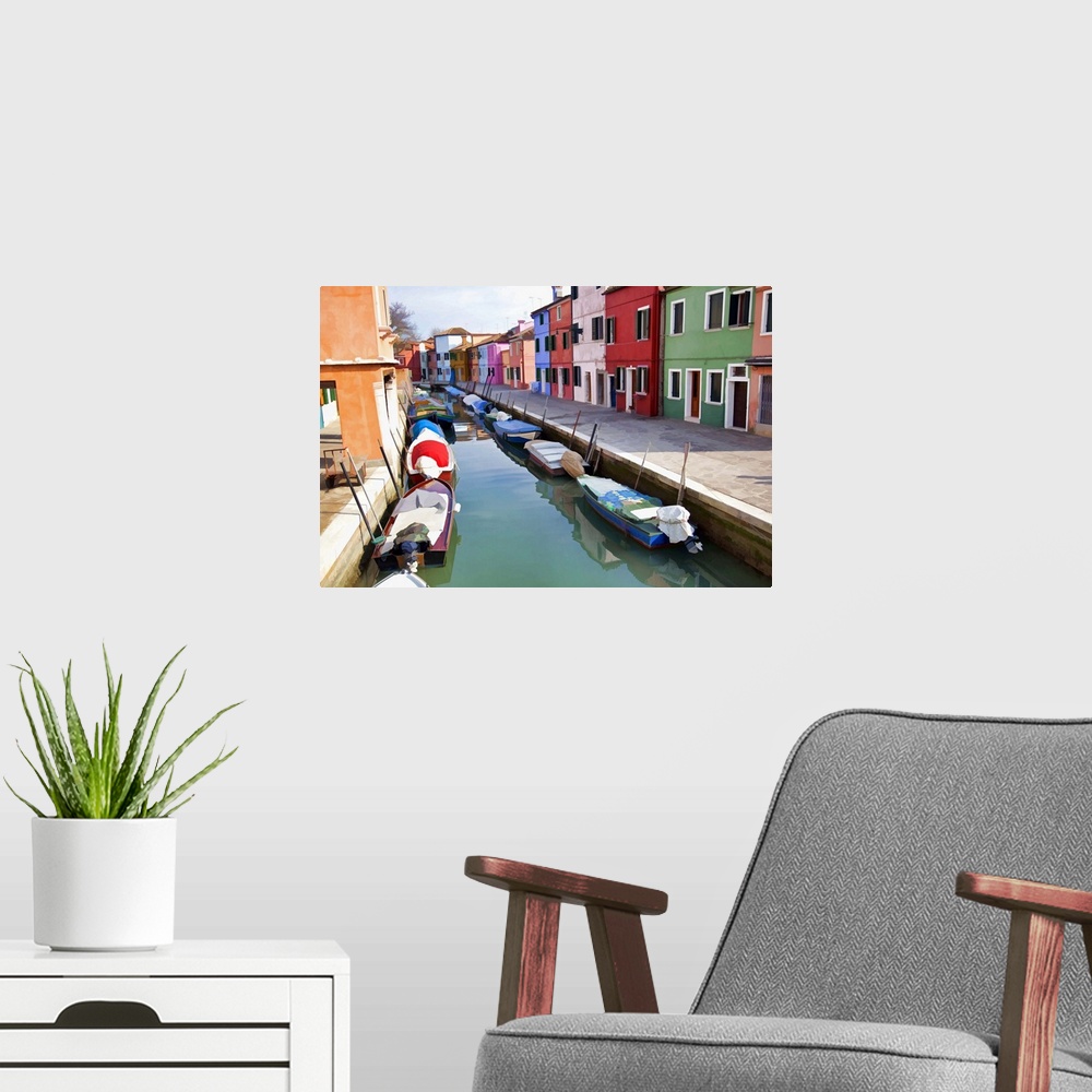 A modern room featuring Canal in Borano, Venice, Italy