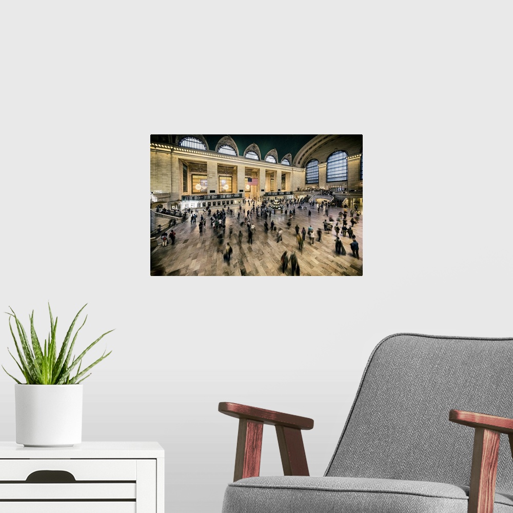 A modern room featuring Grand Central Station in New York City.