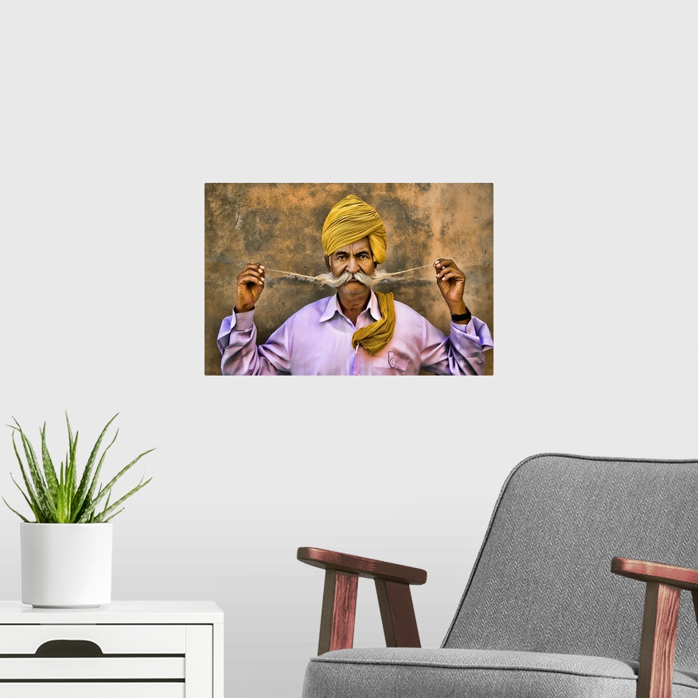 A modern room featuring India Turban with great mustache