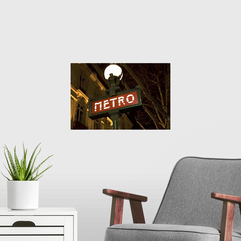 A modern room featuring Metro sign in Paris, France