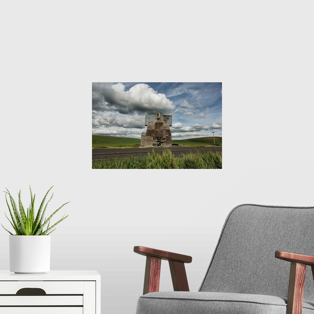 A modern room featuring Old grain elevator in the Palouse region of Washington.