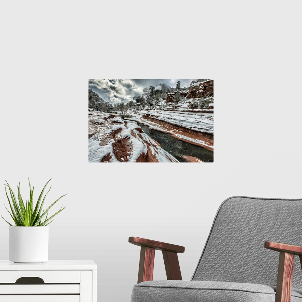 A modern room featuring Winter with snow at Slide Rock in Sedona, Arizona