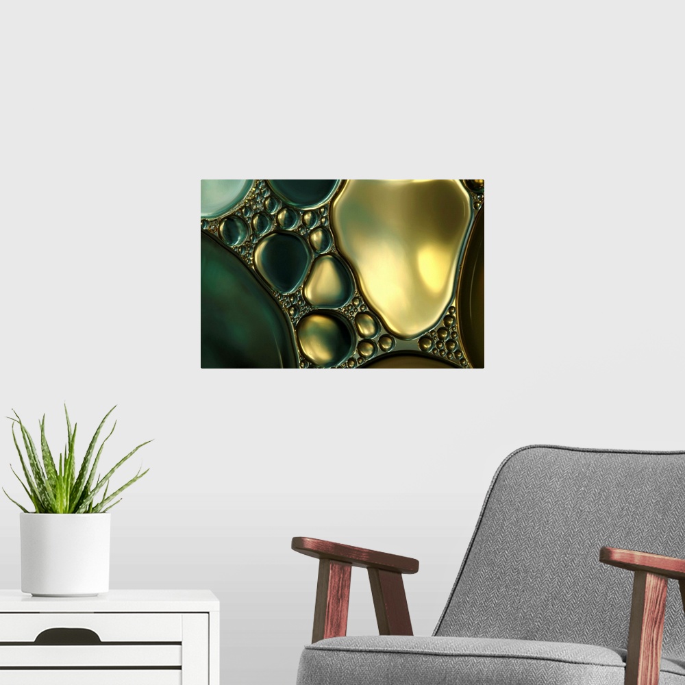 A modern room featuring Oil and Water abstract