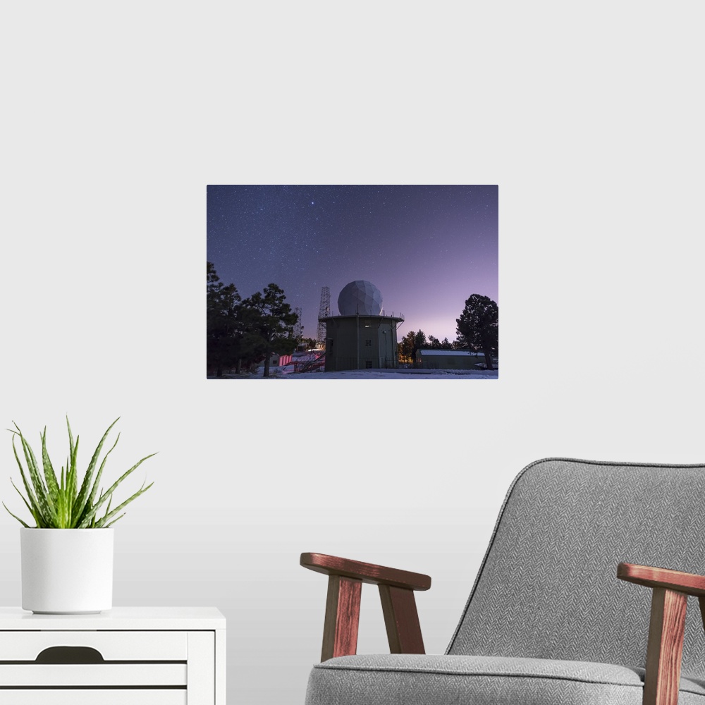 A modern room featuring A defunct Air Force Station radar tower still stands at Mount Lemmon Observatory near Tucson, Ari...