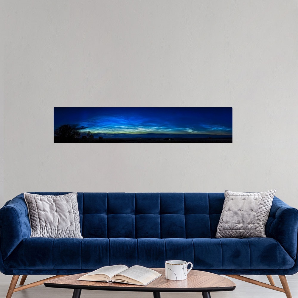 A modern room featuring A grand display of noctilucent clouds on June 7-8, 2020 with the NLCs very bright to the northwes...